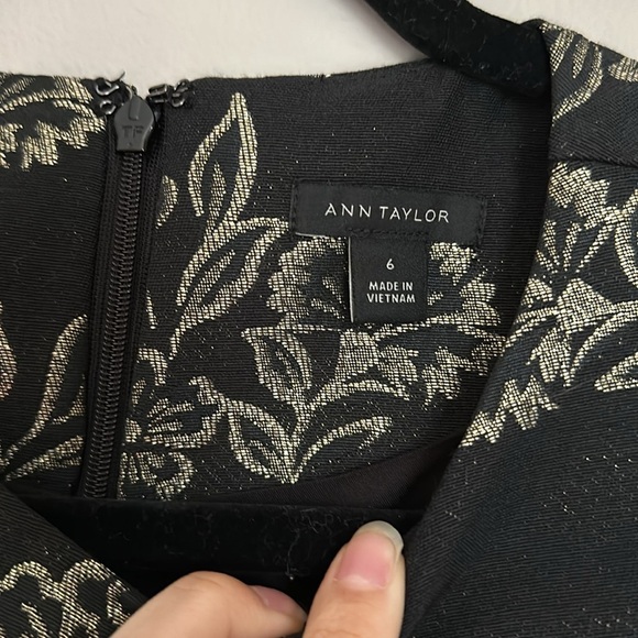 Ann Taylor shimmer brocade flare pocket dress - Picture 5 of 6